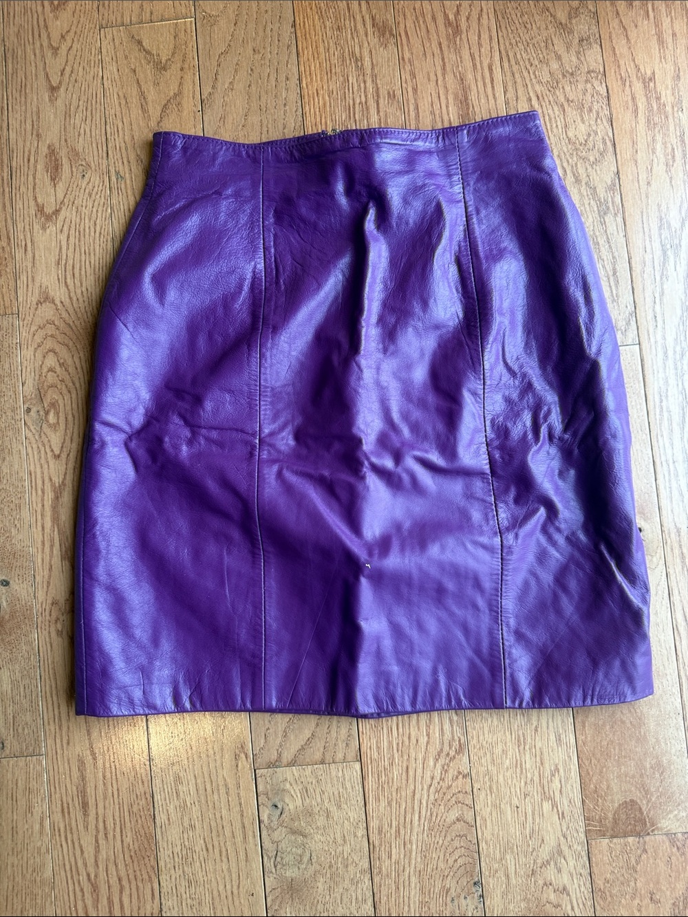 Vintage Purple Leather Pencil Skirt